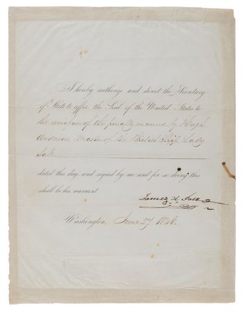 Lot #19 James K. Polk Document Signed as President