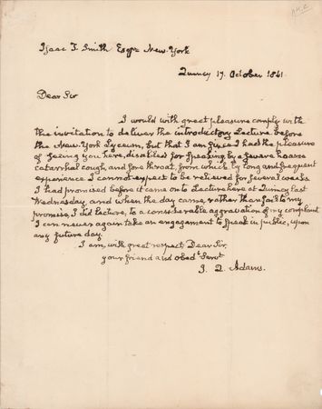 Lot #9 John Quincy Adams Autograph Letter Signed: