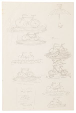 Lot #507 Rene Magritte Original Preliminary Sketches for 'Hegel's Holiday' and 'State of Grace' - Image 1