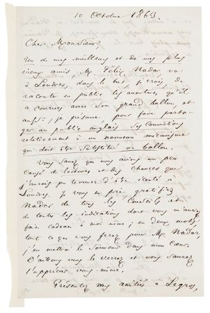 Lot #548 Charles Baudelaire Autograph Letter Signed to James McNeill Whistler: 