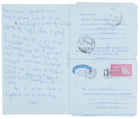 Lot #397 Stephen Hawking Autograph Letter Signed: 