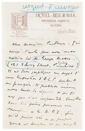 Lot #558 James Joyce Autograph Letter Signed on the 