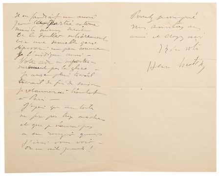 Lot #508 Henri Matisse Autograph Letter Signed, Typed Letter Signed, and Sketch to the Musée National d’Art Moderne: Designing the Perfect Display and Negotiating a Sculpture Acquisition - Image 2