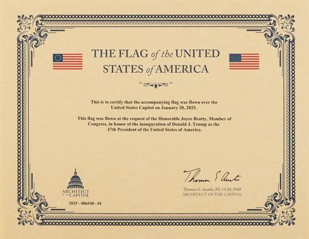 Lot #249 Donald Trump 2025 U.S. Capitol-Flown Inauguration Flag (5´ x 3´) - Image 2