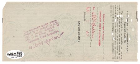 Lot #212 Jimmy Carter Document Signed - Image 2
