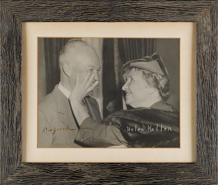 Lot #372 Helen Keller (3) Signed Items, Highlighted by a Dwight D. Eisenhower Co-Signed Photograph - Image 2