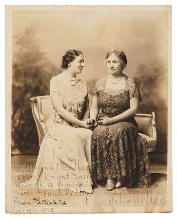 Lot #372 Helen Keller (3) Signed Items, Highlighted by a Dwight D. Eisenhower Co-Signed Photograph - Image 3
