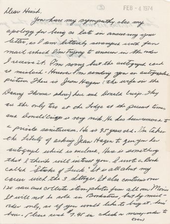 Lot #792 Three Stooges: Larry Fine Autograph Letter Signed - Image 1