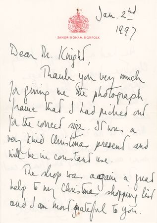 Lot #364 Queen Elizabeth II Autograph Letter
