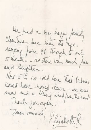 Lot #364 Queen Elizabeth II Autograph Letter Signed on Christmas Shopping and a Happy Family Christmas at Sandringham (1997) - Image 2