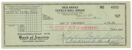 Lot #703 Lucille Ball Signed Check