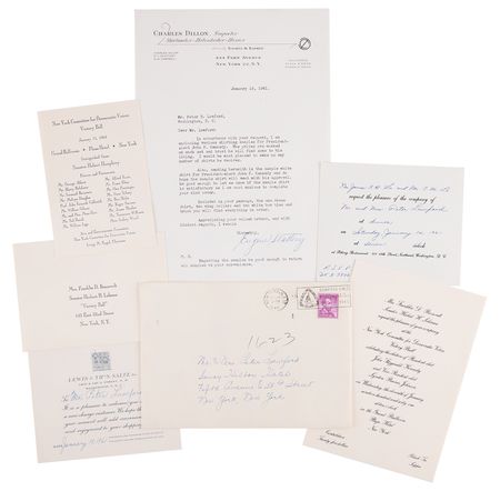 Lot #293 Kennedy Family: Peter Lawford Autograph Manuscript Signed on Joseph P. Kennedy, TLS to Lawford by Ted Kennedy, and Letter on 