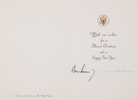 Lot #85 John and Jacqueline Kennedy Signed 1963 White House Christmas Card - A Rarity Signed Before Departing for Dallas - Image 1