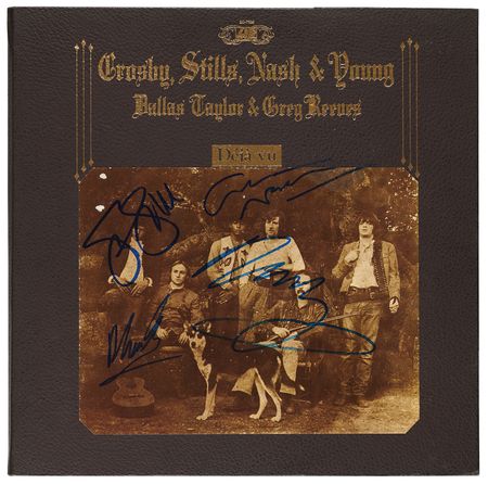 Lot #647 Crosby, Stills, Nash, and Young Signed Album - Deja Vu - Image 1