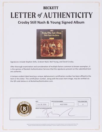 Lot #647 Crosby, Stills, Nash, and Young Signed Album - Deja Vu - Image 2
