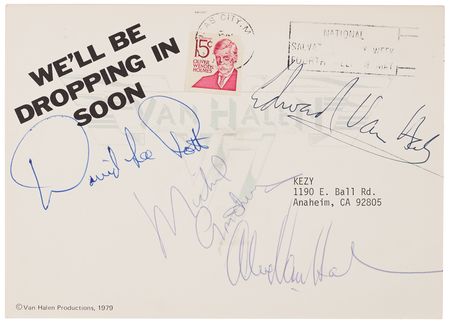 Lot #687 Van Halen Signed Postcard - Image 1