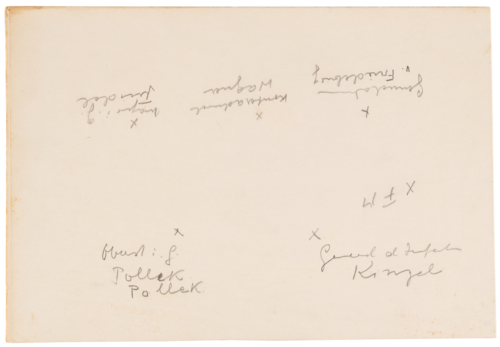Lot 7053 Hans-Georg von Friedeburg Hand-Drawn Seating Chart for the German Surrender at Lüneburg Heath (May 4, 1945)