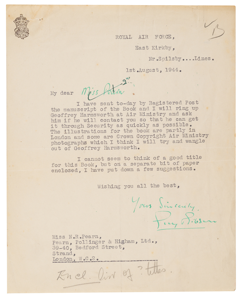 Lot 7046 Guy Gibson Chooses the Title for Enemy Coast Ahead — One of the Most Famous Wartime Memoirs Ever Written — Seven Weeks Before His Death in Action