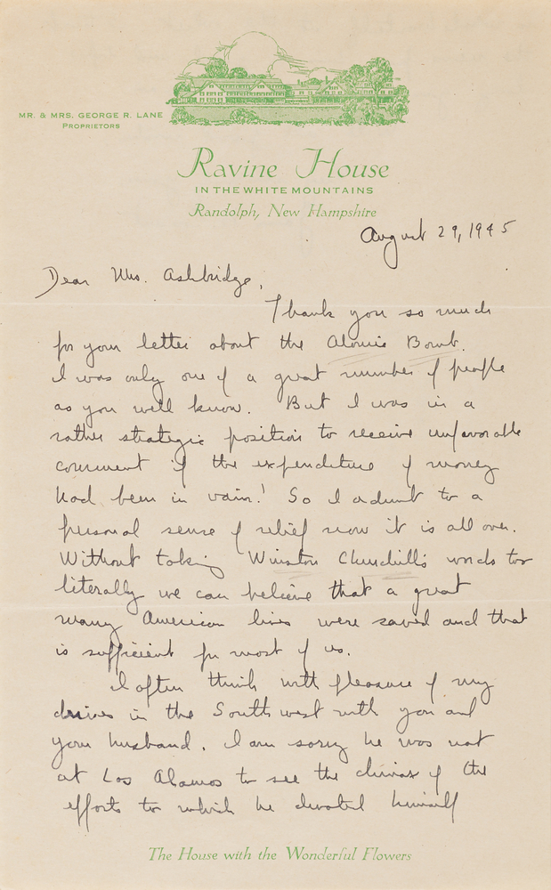 Lot 7098 James B. Conant Autograph Letter Signed on the Atomic Bomb - 
