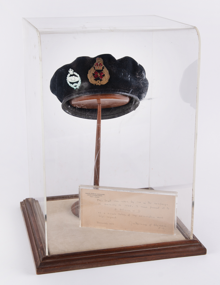 Lot 7060 Montgomery of Alamein's Iconic World War II Double-Badged Beret, Personally Worn During the 1945 Campaign in Germany