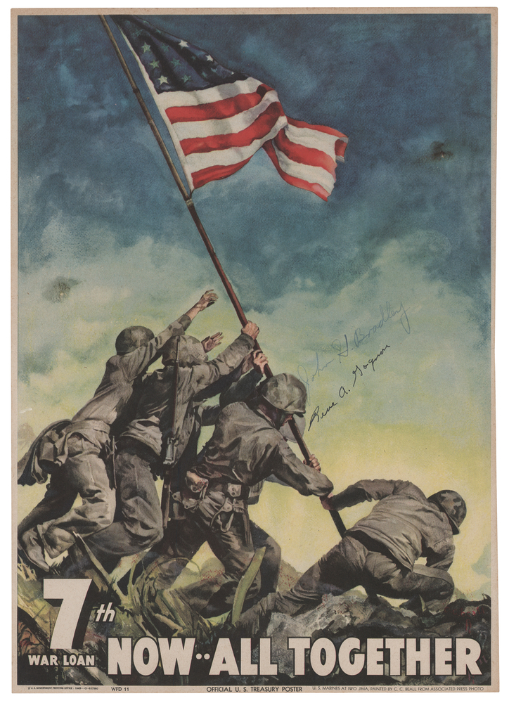 Lot 7083 Iwo Jima: John H. Bradley and Rene Gagnon Signed Poster (9˝ x 12.75˝)