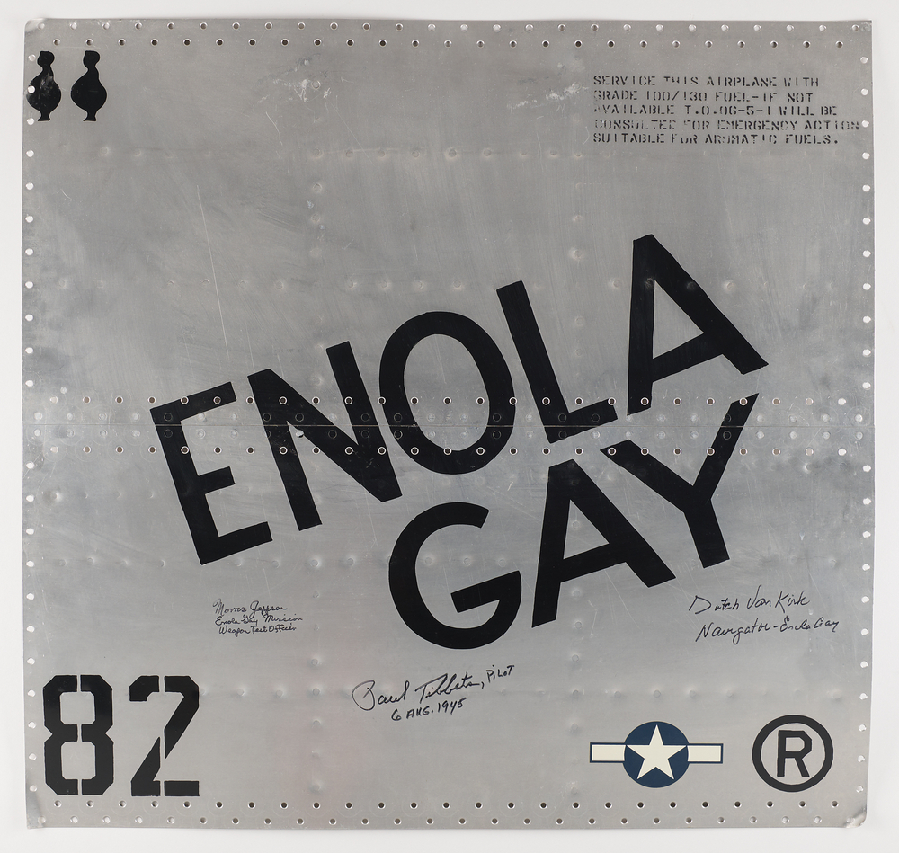 Lot 7256 Enola Gay Multi-Signed Nose Art Panel Reproduction - Paul Tibbets, Dutch Van Kirk, and Morris Jeppson