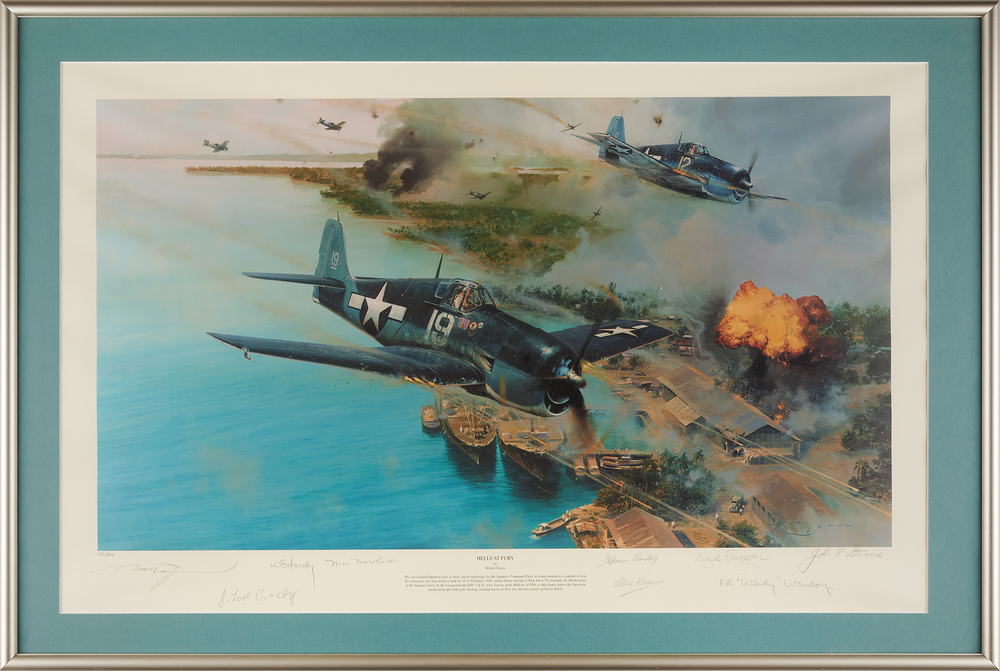 Lot 7271 Robert Taylor: 'Hellcat Fury' Lithograph Signed by (8) (Ltd. Ed. #123/300)