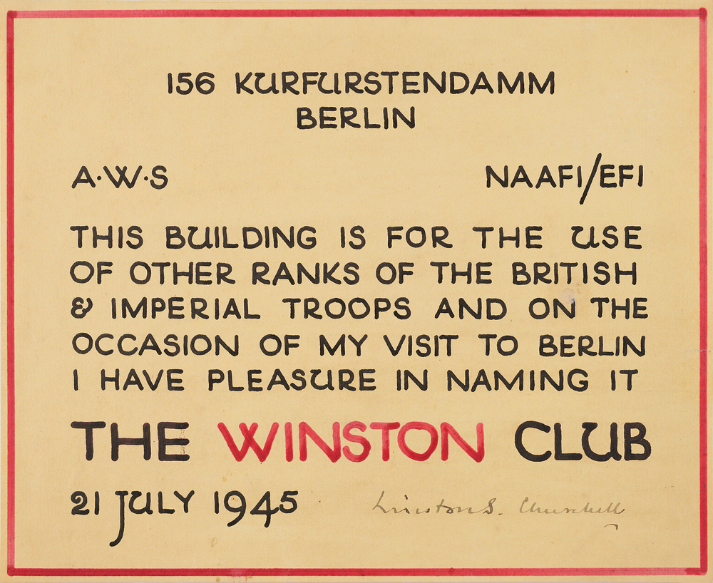Lot 7062 Winston Churchill Signed Sign for 