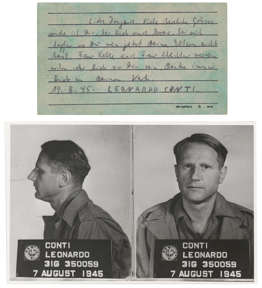 Lot 7230 Leonardo Conti Autograph Letter Signed with U.S. Army Nuremberg Mug Shot - His Last Letter to His Daughter, Written from His Nuremberg Prison Cell