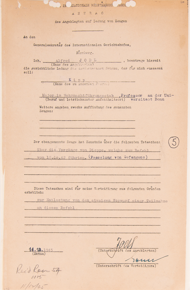 Lot 7166 Alfred Jodl Document Signed at Nuremberg, Concerning Hitler’s Infamous “Commando Order”