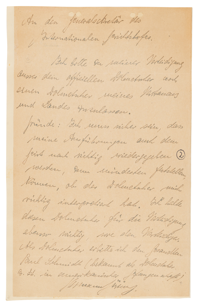 Lot 7115 Hermann Göring Autograph Letter Signed at Nuremberg, Requesting a 