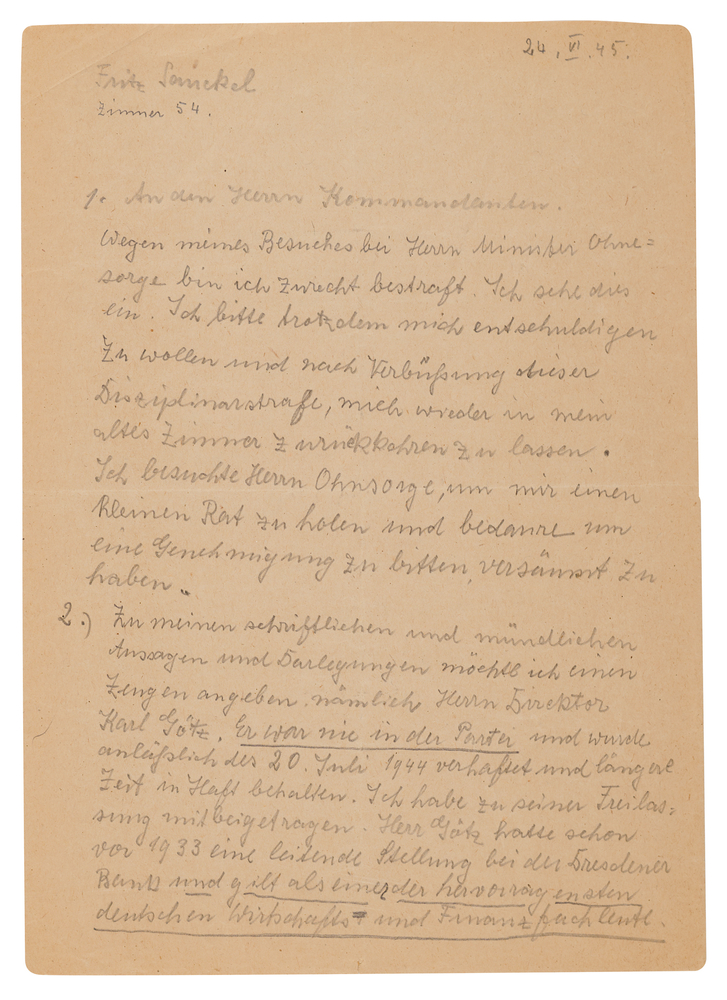 Lot 7159 Fritz Sauckel Autograph Letter Signed, Naming a Nazi Banker for His Defense