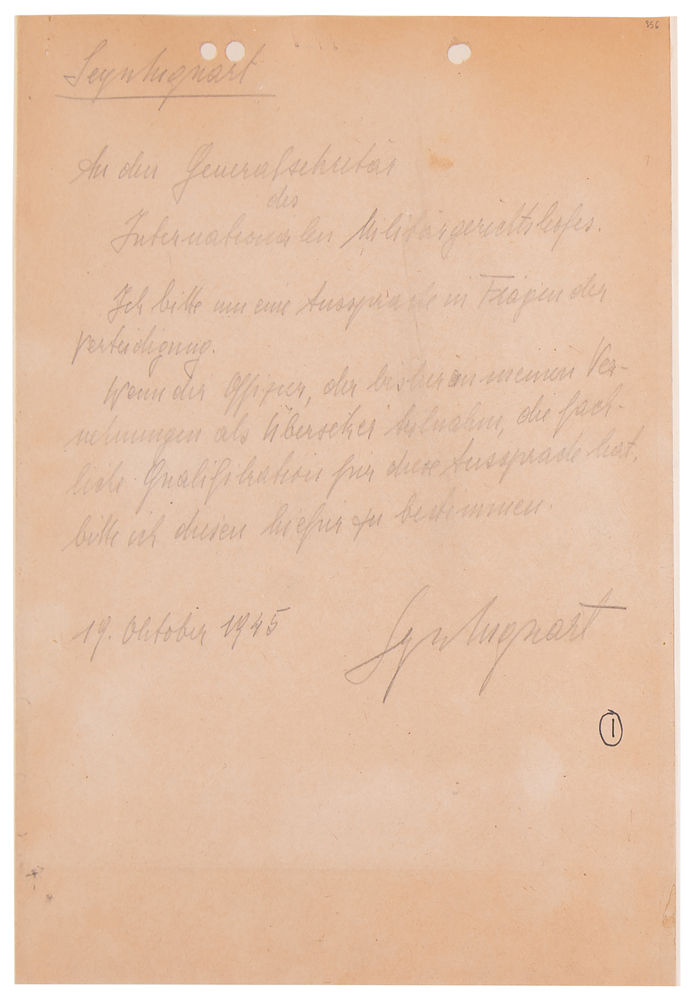 Lot 7177 Arthur Seyss-Inquart Autograph Letter Signed at Nuremberg: 