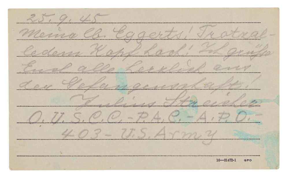 Lot 7156 Julius Streicher Autograph Letter Signed as Prisoner of War: 