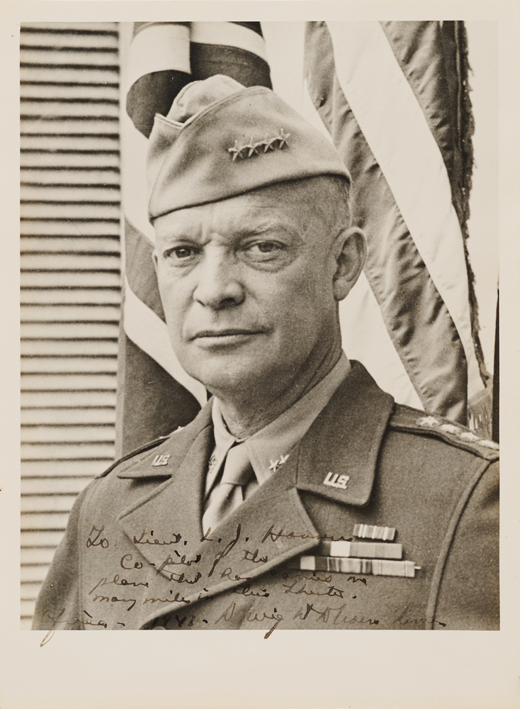 Lot 7030 Dwight D. Eisenhower Signed Photograph to His Personal Pilot (1943)