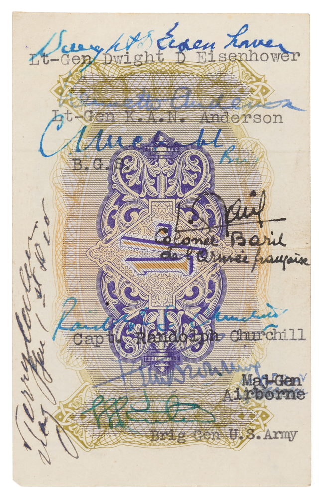 Lot 7029 Dwight D. Eisenhower and WWII Officers Signed Short Snorter