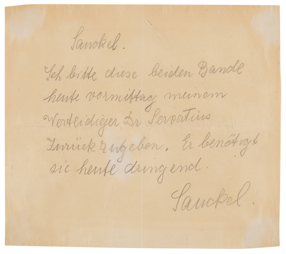 Lot 7161 Fritz Sauckel Autograph Letter Signed at Nuremberg, Requesting Volumes for His Lawyer, Robert Servatius