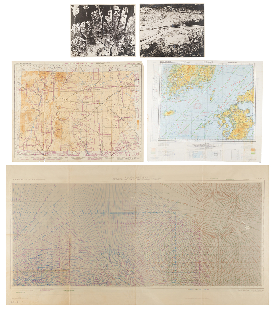 Lot 7089 Enola Gay: Theodore 'Dutch' Van Kirk's World War II Maps (3) and Aerial Photographs (2)