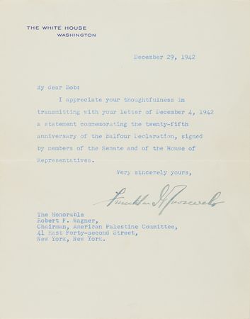 Lot #7028 Franklin D. Roosevelt Typed Letter