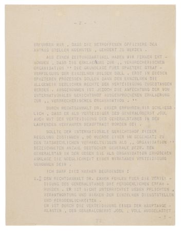Lot #7227 Walther von Brauchitsch Partial Typed Letter Signed at Nuremberg, Defending the German General Staff - Image 2