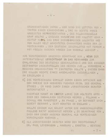 Lot #7227 Walther von Brauchitsch Partial Typed Letter Signed at Nuremberg, Defending the German General Staff - Image 6