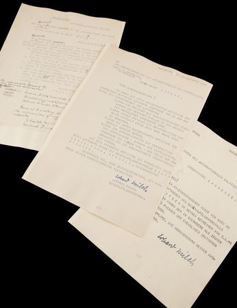 Lot #7228 Erhard Milch (2) Typed Letters Signed at Nuremberg, Defending the Luftwaffe High Command Against War Crimes Charges - Image 4