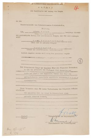 Lot #7142 Wilhelm Frick Document Signed at Nuremberg, Summoning American Diplomat George S. Messersmith as a Witness - Image 1