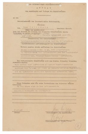 Lot #7218 Hans Fritzsche Document Signed at Nuremberg, Preparing His Defense: 