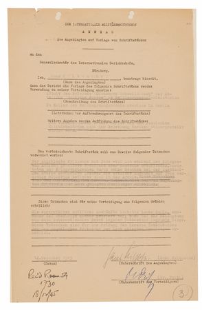 Lot #7220 Hans Fritzsche Document Signed at Nuremberg, on Examining 