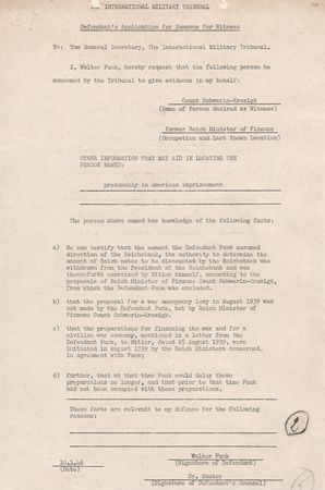 Lot #7182 Walther Funk Document Signed at Nuremberg, Seeking Testimony from Hitler’s Finance Minister - Image 2