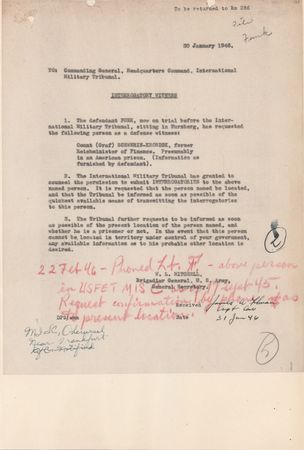 Lot #7183 Walther Funk Document Signed at Nuremberg, Seeking Testimony from an Economist Implicated in the 'Nazi Gold' Scandal - Image 2