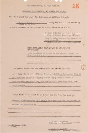 Lot #7127 Wilhelm Keitel Document Signed at Nuremberg, Denying His 'Constitutional Responsibility' for Nazi Laws - Image 2
