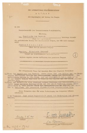 Lot #7198 Konstantin von Neurath, Calling on Papal Nuncio Cesare Orsenigo to Testify on His Opposition to Hitler and the Nazi Regime's Anti-Jewish Measures - Image 1