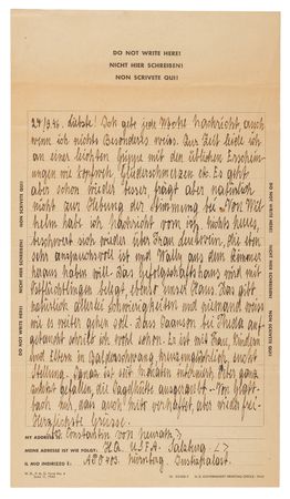 Lot #7201 Konstantin von Neurath Autograph Letter Signed from Nuremberg to His Wife, Commenting on Upheaval in Postwar Germany - Image 1